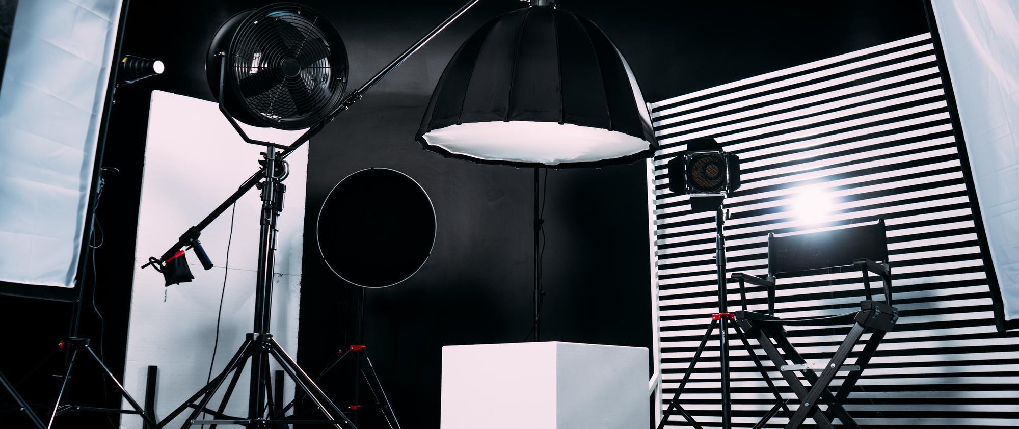 Studio lighting setup for a headshot photography session